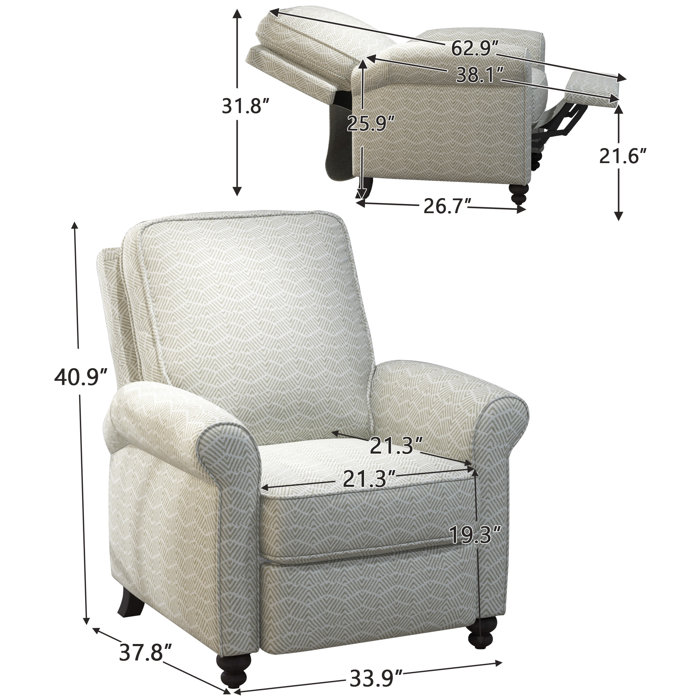 Charlton Home® Darill 33.9" Wide Classic and Overstuffed Soft Pushback